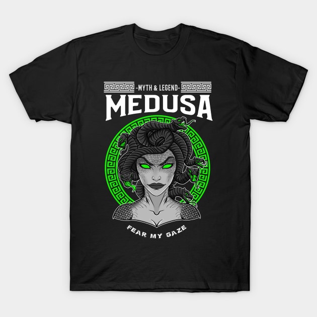 Myths and Legends: Medusa the Cursed-Greek mythology design T-Shirt by JustJoshDesigns